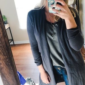 Long Loft Gray Cardigan (s/m petite)